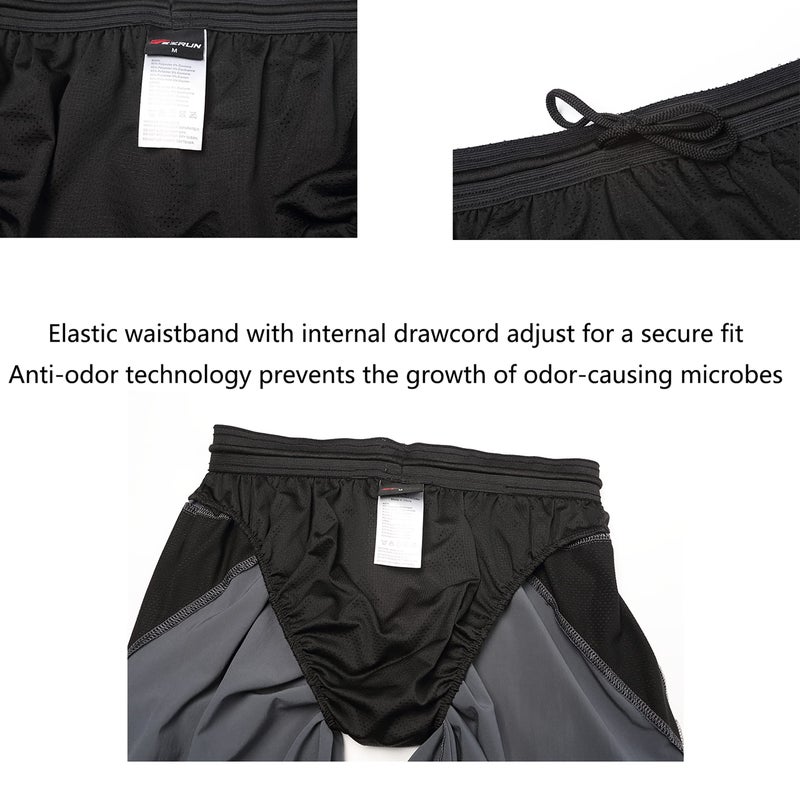 EZRUN Mens 9 Inch Lightweight Running Workout Shorts with Liner Loose-Fit Gym Shorts for Men with Zipper Pockets(Grey,M) - Image 5